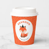 キュートオレンジベビーキツネ紙吹雪誕生日パーティー 紙コップ (正面)