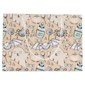 キュートオレンジベビーハロウィンカボチャ、こうもり&幽霊 ラージペーパーバッグ (裏面)