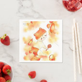 キュートオレンジベビーベア&トイズウォーターカラーパーティーナップ スタンダードカクテルナプキン (インサイチュ)