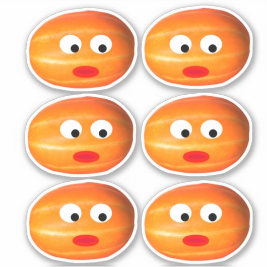 キュートオレンジメロンカボチャ顔4ハロウィン シール (正面)