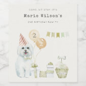 キュートオレンジラストパーティー子犬任意の年齢誕生日 ワインラベル (シングルラベル)