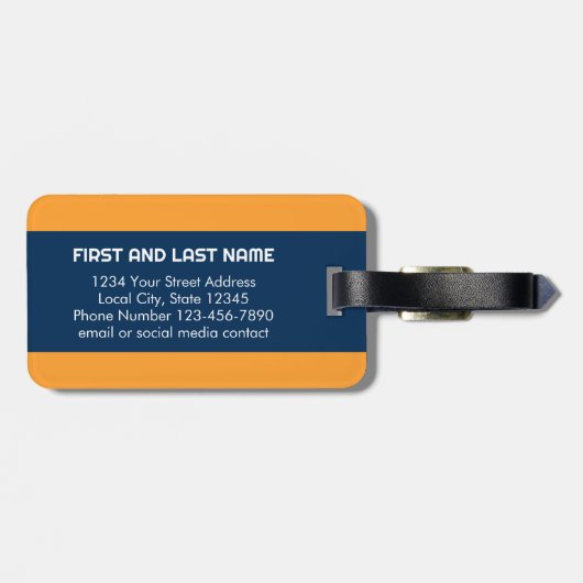 キュートオレンジ水玉模様いかりウィズネイビー名前をカスタムする ラゲッジタグ (裏面横)