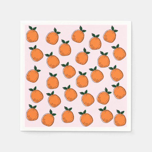 キュートオレンジ紙ナプキンス スタンダードカクテルナプキン (正面)