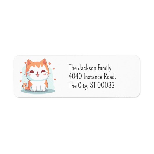 キュートオレンジ虎猫キッテンかわいいチビ(小さくかわいく書いた感じ) ラベル (正面)