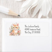 キュートオレンジ虎猫キッテンかわいいチビ（小さくかわいく書いた感じ） ラベル (インサイチュ)