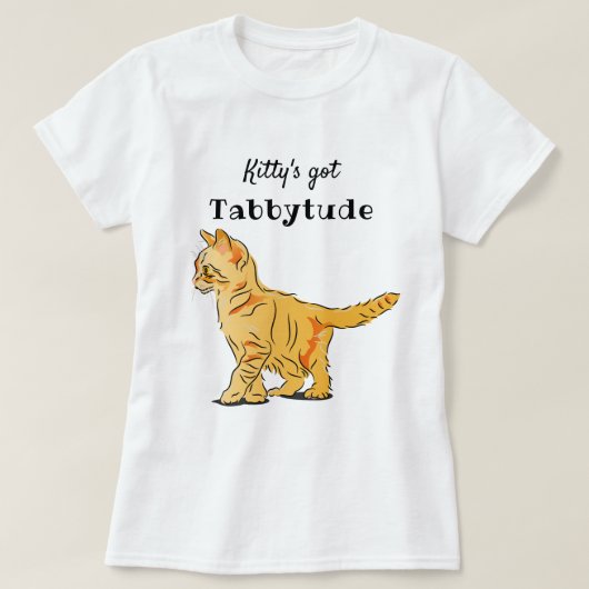 キュートオレンジ虎猫キッテンタブビツ Tシャツ (デザイン正面)