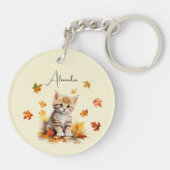 キュートオレンジ虎猫キットイン紅葉 キーホルダー (裏面)