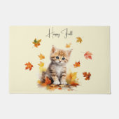 キュートオレンジ虎猫キットイン紅葉 ドアマット (正面)