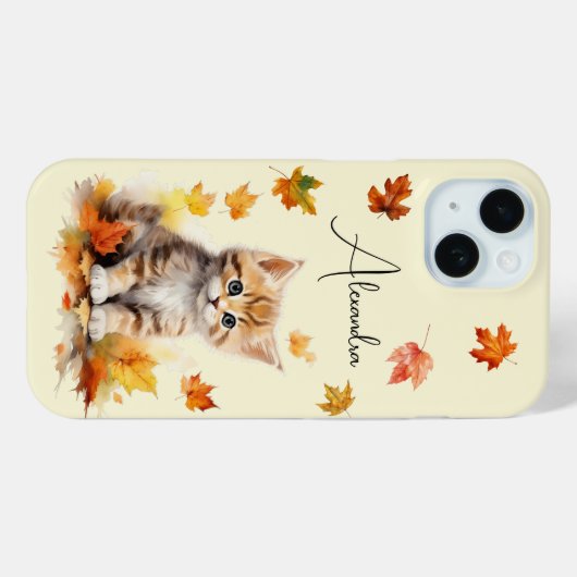 キュートオレンジ虎猫キットイン紅葉 Case-Mate iPhoneケース (裏面 (横))