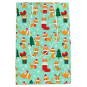 キュートオレンジ虎猫クリスマス ミディアムペーパーバッグ (正面)