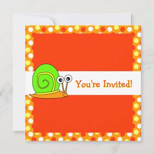 キュートオレンジ&グリーンスネイル誕生日招待状 招待状 (裏面)