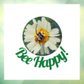 キュートオレンジ&ブラックビーオンデイジーサークルデザイン ウィンドウサイン (シート3)