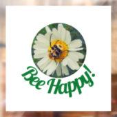 キュートオレンジ&ブラックビーオンデイジーサークルデザイン ウィンドウサイン (シート2)