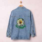 キュートオレンジ&ブラックビーオンデイジーサークルデザイン デニムジャケット (ハンガー)