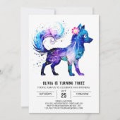 キュートオンラインウルフデジタルガール誕生日 招待状 (正面)