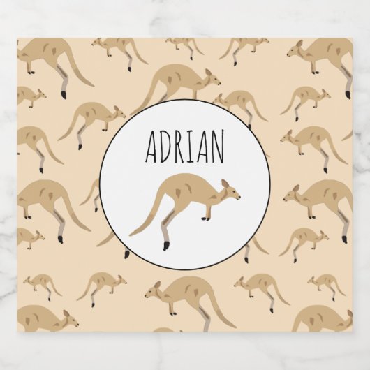 キュートオーストラリアカンガルーパタン名前をカスタムする ビールラベル (シングルラベル)