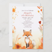 キュートオータムウッドランドキツネ秋誕生日 招待状 (正面)