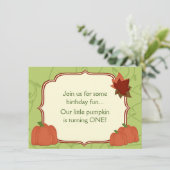 キュートオータムカボチャ1st誕生日パーティの招待状 招待状 (スタンド正面)