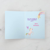 キュートオーバーザレインボユニコーン誕生日カード カード (内部)