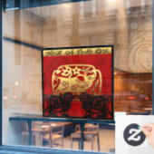 キュートオ中国のックス新年〔占星術の〕十二宮図誕生日SqWC ウィンドウサイン (カフェ窓)