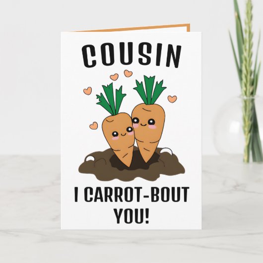 キュートカおもしろいロットプリンいとこのハッピーバースデー サンキューカード (正面)