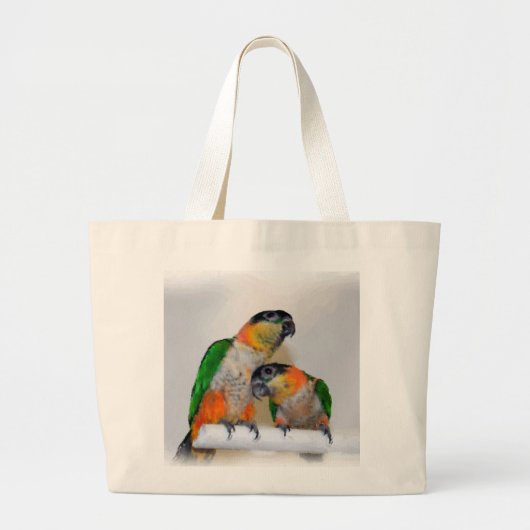 キュートカイクパロットペアトートバッグ ラージトートバッグ (正面)