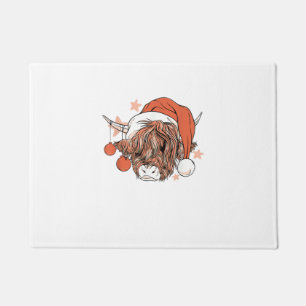 キュートカウクリスマスサンタハットおもしろいフェスティバル ドアマット