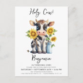 キュートカウサンフラワーモダンズシンプル誕生日 インビテーションポストカード (正面)