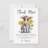 キュートカウサンフラワーモダンズシンプル誕生日 サンキューカード (正面)