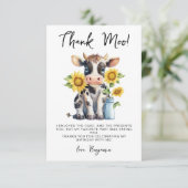 キュートカウサンフラワーモダンズシンプル誕生日 サンキューカード (スタンド正面)