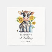 キュートカウサンフラワーモダンズシンプル誕生日 スタンダードカクテルナプキン (正面)