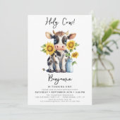 キュートカウサンフラワーモダンズシンプル誕生日 招待状 (スタンド正面)