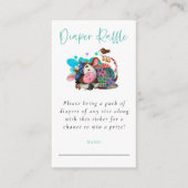 キュートカウスリープティール(緑がかった色)男女兼用おむつラッフル エンクロージャーカード (正面)