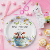 キュートカウティーカップデイジー誕生日 ペーパープレート (パーティー)