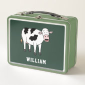 キュートカウパーソナライズされた名前をカスタムする新学期 メタルランチボックス (正面)