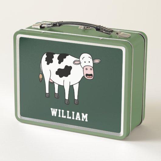 キュートカウパーソナライズされた名前をカスタムする新学期 メタルランチボックス (裏面)