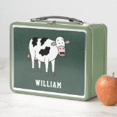キュートカウパーソナライズされた名前をカスタムする新学期 メタルランチボックス (インサイチュ)