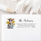 キュートカウヒマワラースファームアニマル差出人住所 ラベル (インサイチュ)