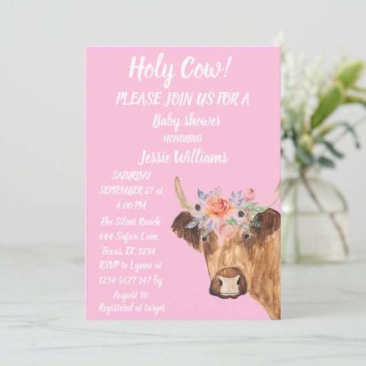 キュートカウファームカントリーベビーガールウェスタンフローラ 招待状 (スタンド正面)