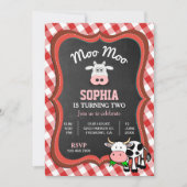 キュートカウファーム子供の誕生日パーティの招待状 招待状 (正面)