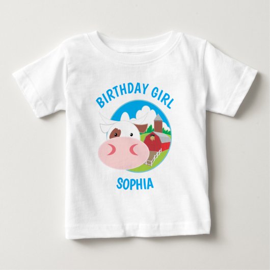 キュートカウファーム子供の誕生日パーティー ベビーTシャツ (正面)