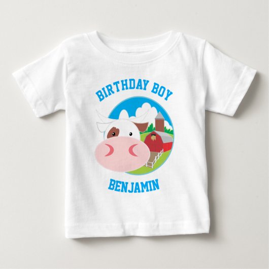 キュートカウファーム子供の誕生日パーティー ベビーTシャツ (正面)