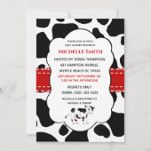 キュートカウプリントレッドブラック招待状 招待状 (正面)