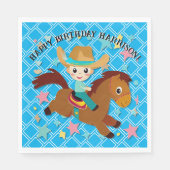 キュートカウボーイアンドホースウェスタン誕生日 スタンダードランチョンナプキン (正面)