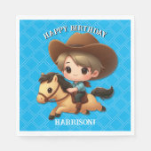 キュートカウボーイアンドホースウェスタン誕生日 スタンダードランチョンナプキン (正面)