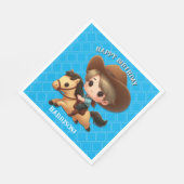 キュートカウボーイアンドホースウェスタン誕生日 スタンダードランチョンナプキン (角)