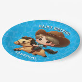 キュートカウボーイアンドホースウェスタン誕生日 ペーパープレート (アングル)