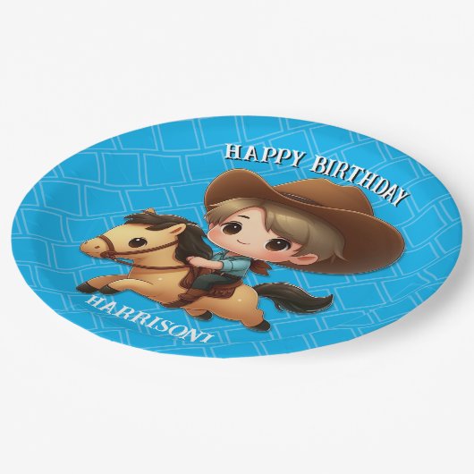 キュートカウボーイアンドホースウェスタン誕生日 ペーパープレート