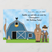 キュートカウボーイアンドホースボーイズ誕生日招待状 招待状 (正面/裏面)