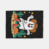 キュートカウボーイウェスタン幽霊for秋不気味ハロウィー フリースブランケット (正面(横))